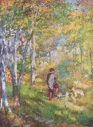 Pierre-Auguste Renoir Jules le Coeur et ses chiens dans la foret de Fontainebleau china oil painting artist